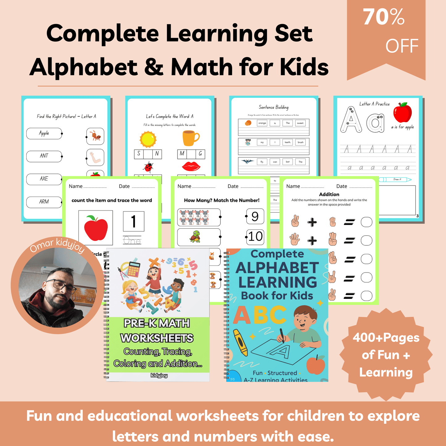 The Complete Learning Bundle for Kids | Alphabet & Math Worksheets + Tracing, Counting, Phonics & Fun Activities | 400+ Pages + Free Storybook Gift