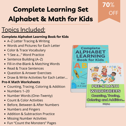 The Complete Learning Bundle for Kids | Alphabet & Math Worksheets + Tracing, Counting, Phonics & Fun Activities | 400+ Pages + Free Storybook Gift