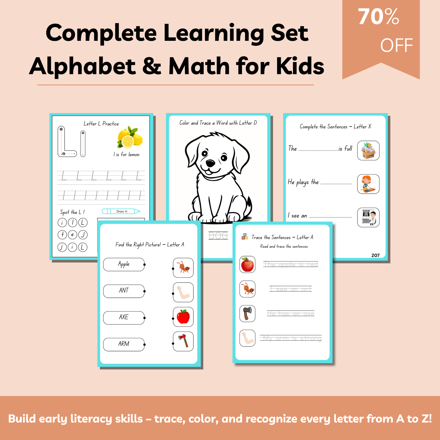 The Complete Learning Bundle for Kids | Alphabet & Math Worksheets + Tracing, Counting, Phonics & Fun Activities | 400+ Pages + Free Storybook Gift