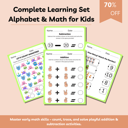 The Complete Learning Bundle for Kids | Alphabet & Math Worksheets + Tracing, Counting, Phonics & Fun Activities | 400+ Pages + Free Storybook Gift