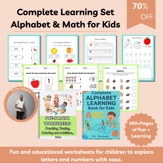 The Complete Learning Bundle for Kids | Alphabet & Math Worksheets + Tracing, Counting, Phonics & Fun Activities | 400+ Pages + Free Storybook Gift